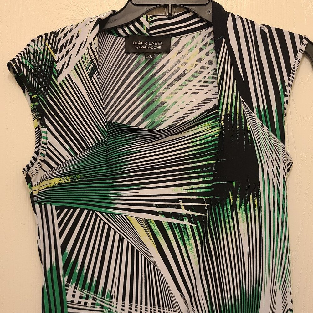 Black, Green, and White Evan Picone blouse